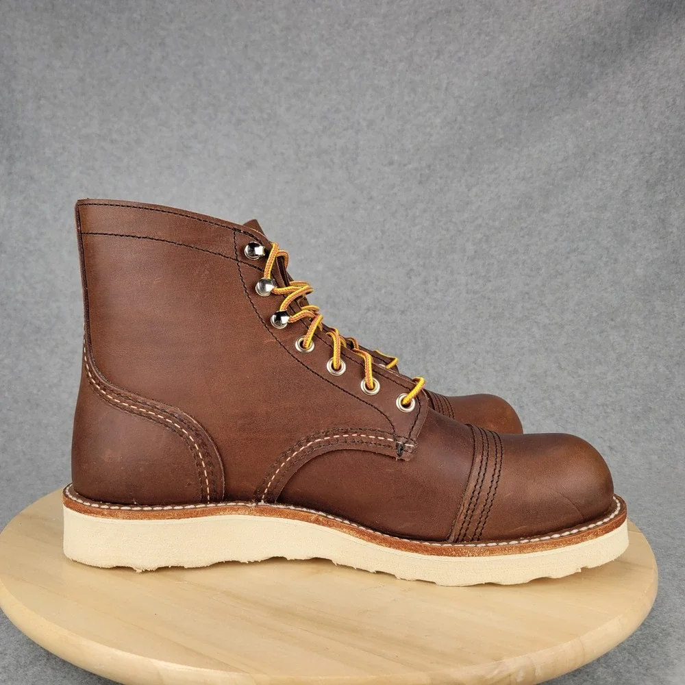 Red Wing Iron Ranger 8088 Mens 8 Amber‎ Harness Brown Leather Wedge Sole Boots